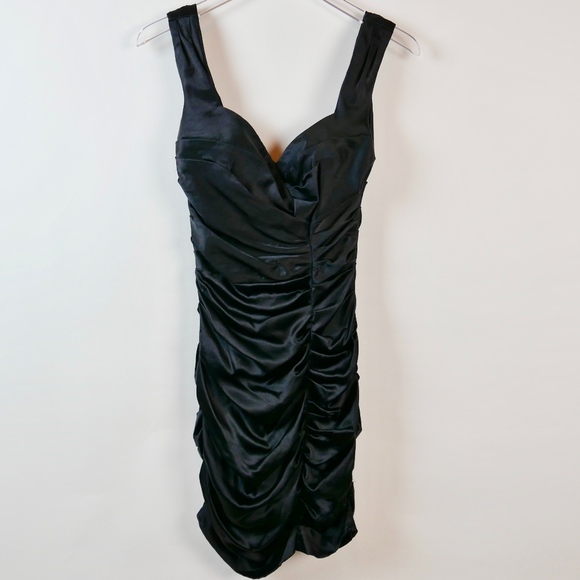 Cache Dresses & Skirts - LBD !! CACHE Ruched Body Con in silky poly. WOW!